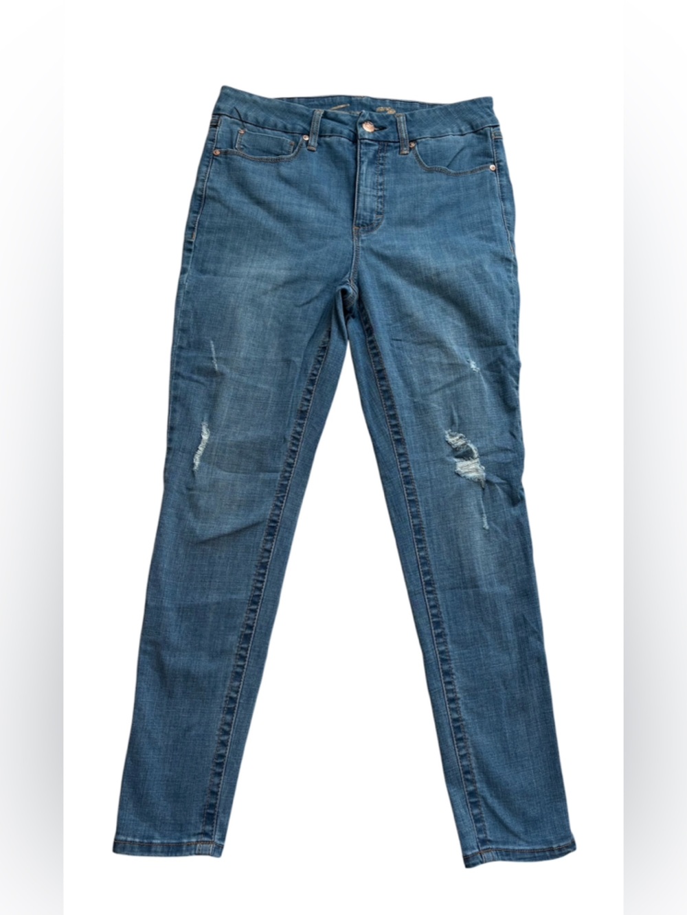 Seven7 Skinny Jeans Distressed Light Wash Ripped Knee Denim Size 12